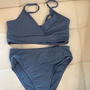 SHEIN Blue Ribbed Swimwear